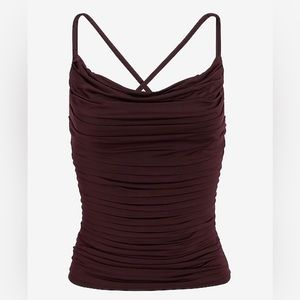 NWT Express Body Contour Compression Silky Halter Cowl Neck Pleated Cami